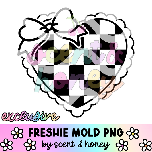 **SEMI-EXCLUSIVE** Checkered Lace Heart with Bow PNG Download